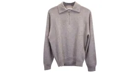 Brunello Cucinelli Polo de cachemir con cremallera en cachemir gris 