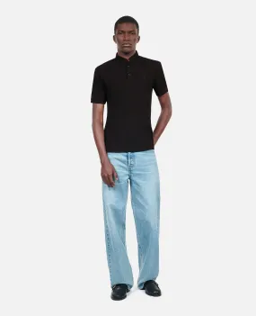 Camisa polo negra piqué algodón